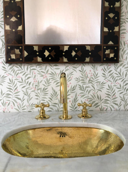 Bathroom Vanity Faucet - Unlacquered Brass Faucet, Vanity Faucet, Bathroom Faucet, 3 holes Faucet , Deck Mount Faucet
