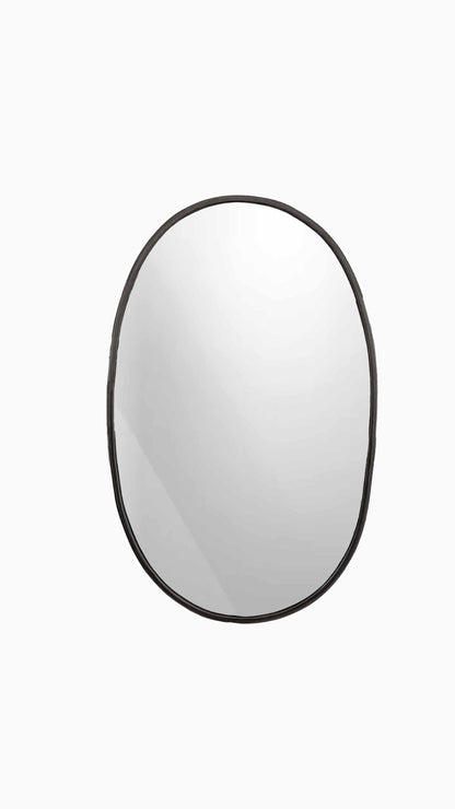 black frame oval mirror