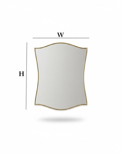 Scalloped brass wall mirror with curved edges