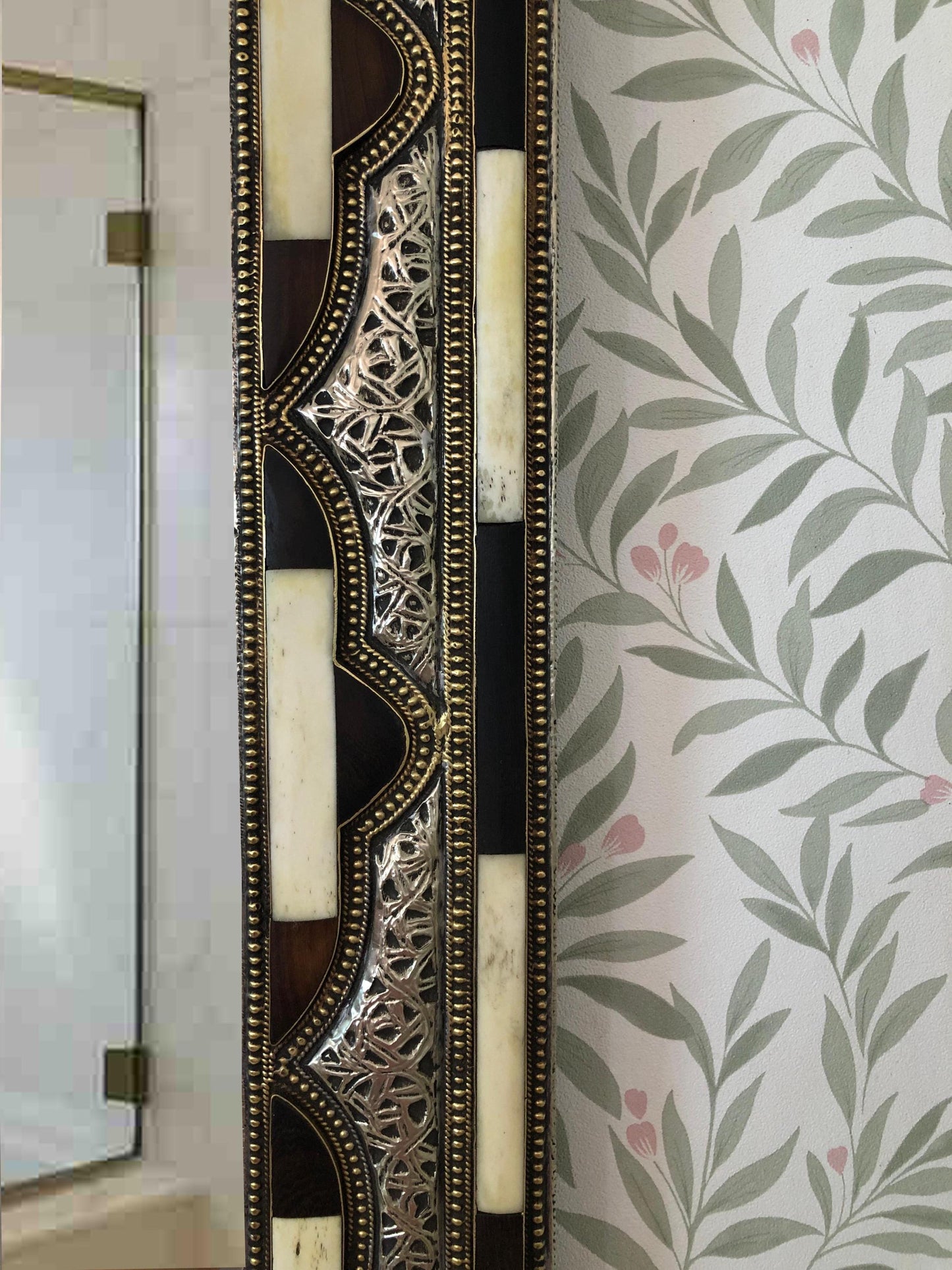 Detailed view of handcrafted Bone Mirror