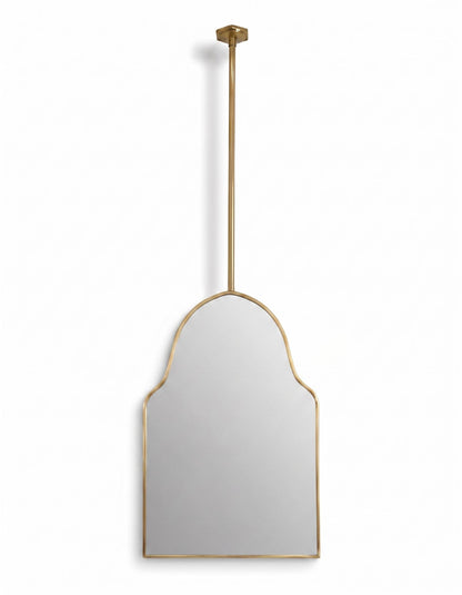 Ceiling Rod Brass Mirror – Handmade Suspended Vanity Mirror With Modern Arch Design
