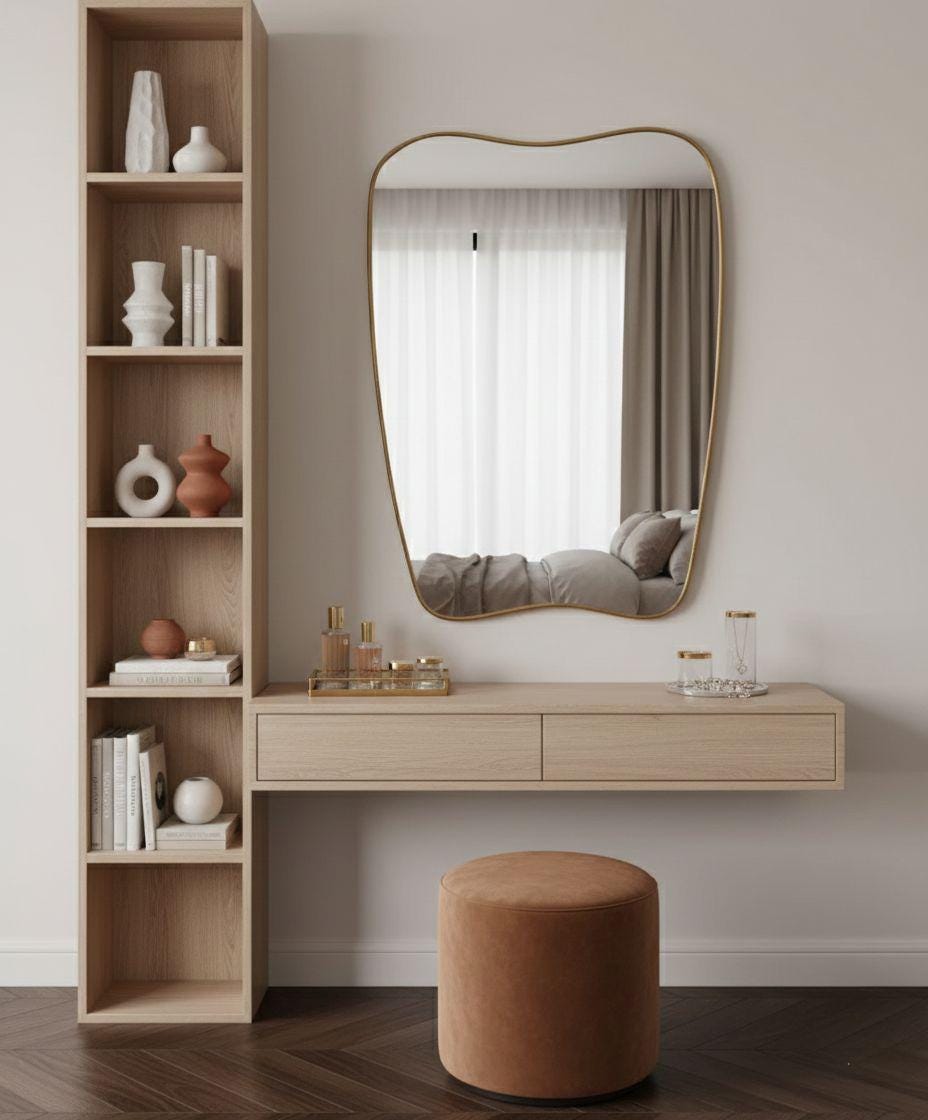 Handmade brass wall mirror styled over console table