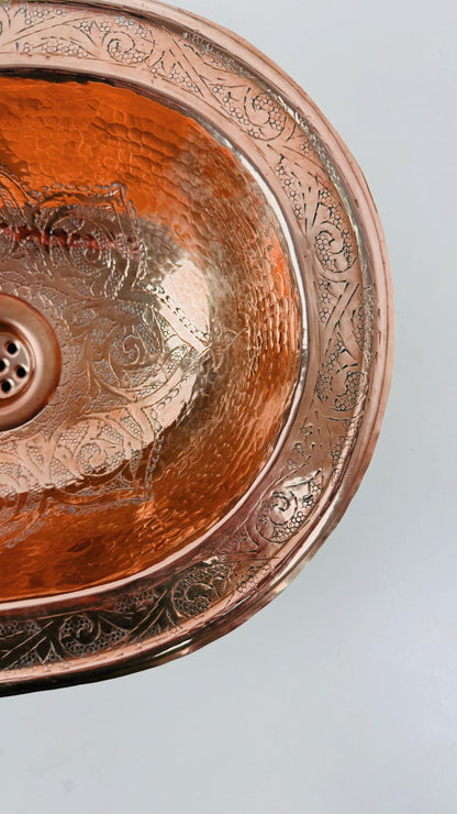 copper sink with moroccan engraving
