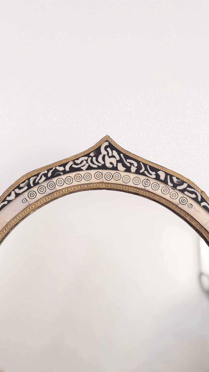 arch frame brass bone mirror