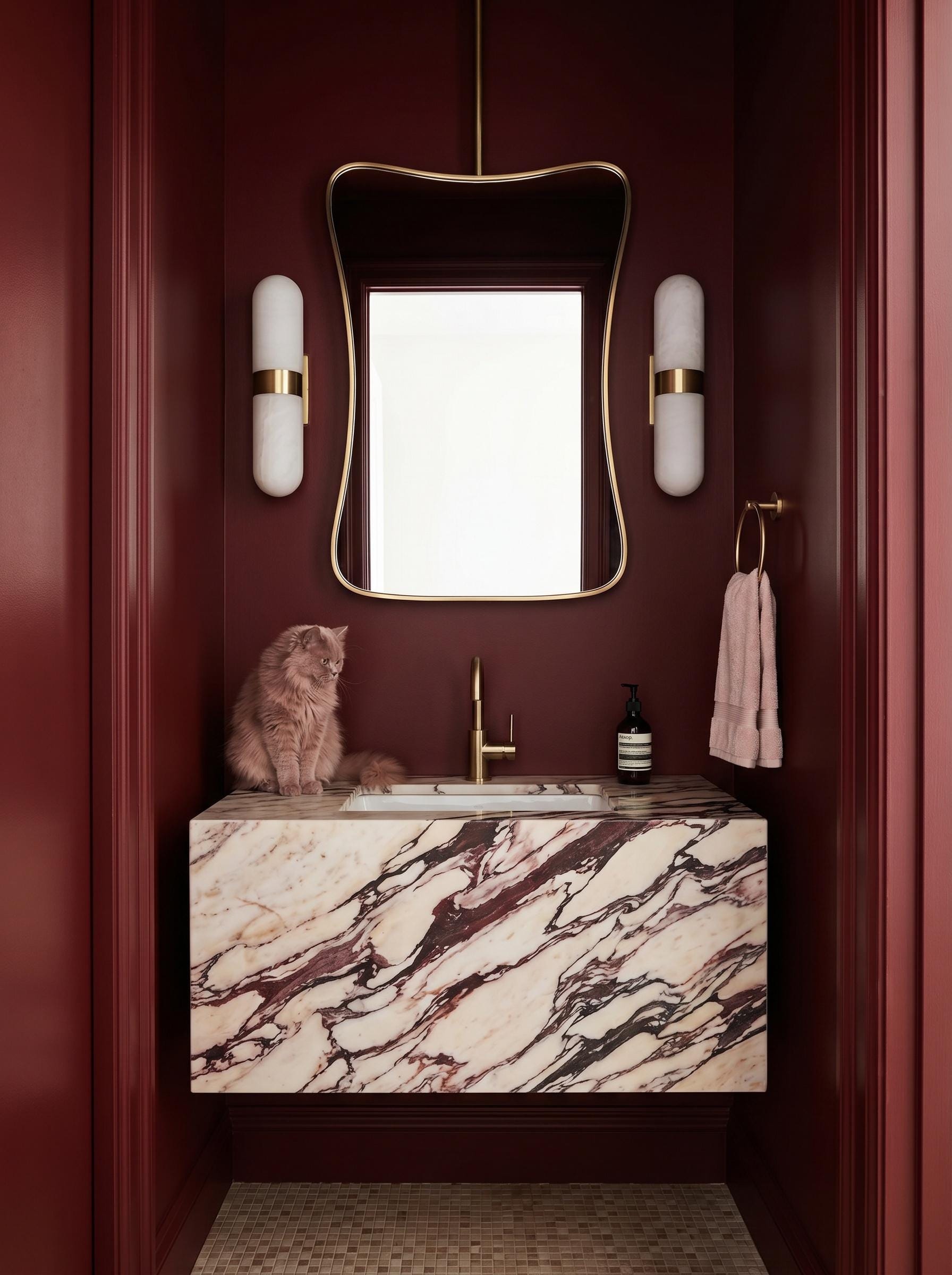 Modern freeform brass vanity mirror