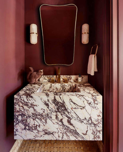 Curved Mirror | Large Gold Brass Framed 95 cm H x 50 in W Wall Decor
