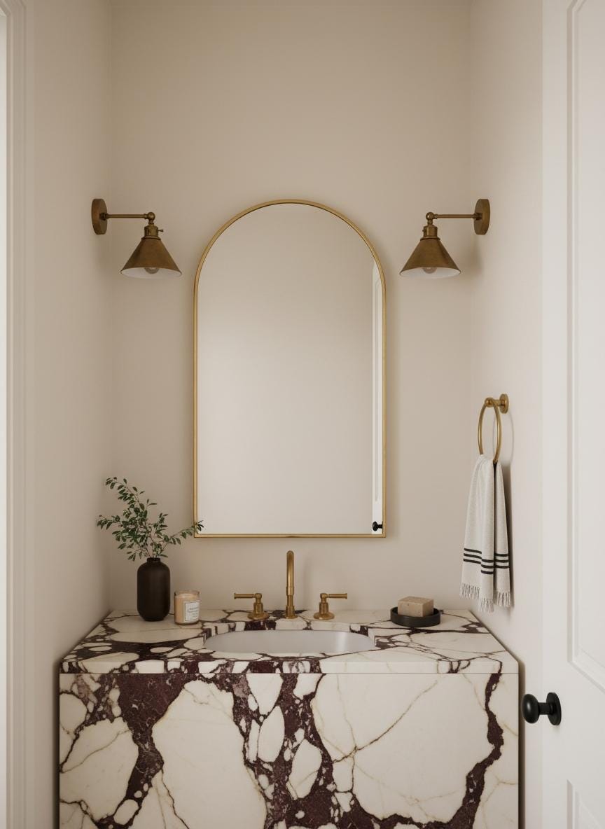 Arched Wall Mirror – Modern Vanity Mirror with Handcrafted Brass Frame