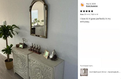 Arch Bathroom Mirror - Handmade Brass and Bone Wall Arch Mirror