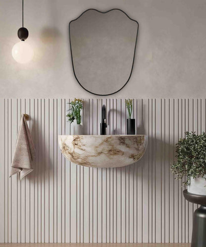 Italien Style Btahroom Mirror, Asymetrical mirror, Brass Wall Mirror, Asymetrical Mirror, Irregular mirror, Gold Mirror