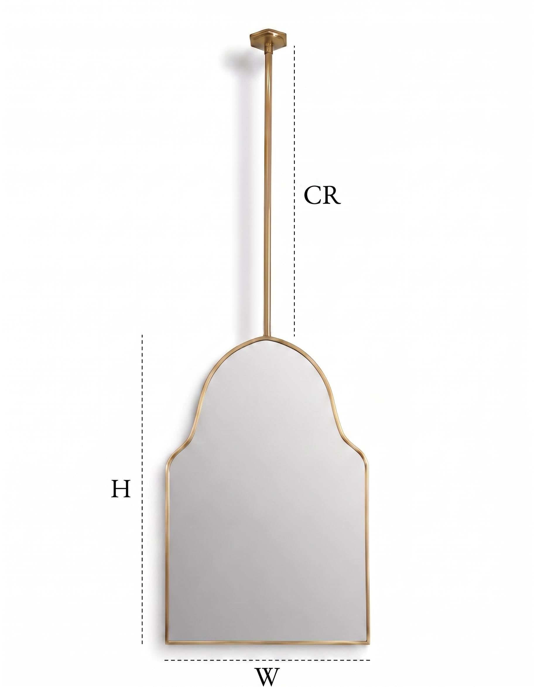 Brass mirror dimension guide with CR, height, and width