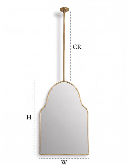 Brass mirror dimension guide with CR, height, and width