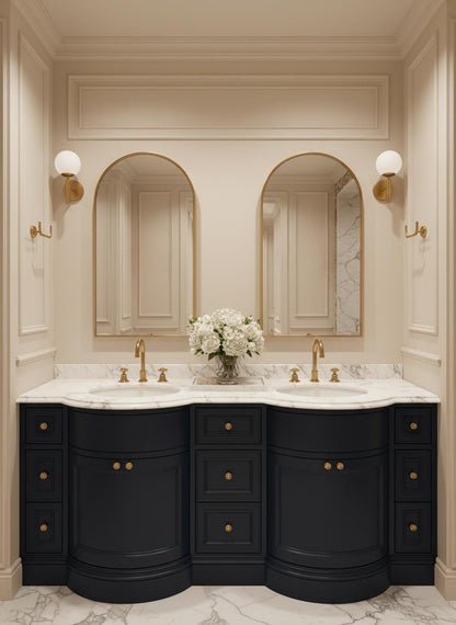 Arched Wall Mirror – Modern Vanity Mirror with Handcrafted Brass Frame