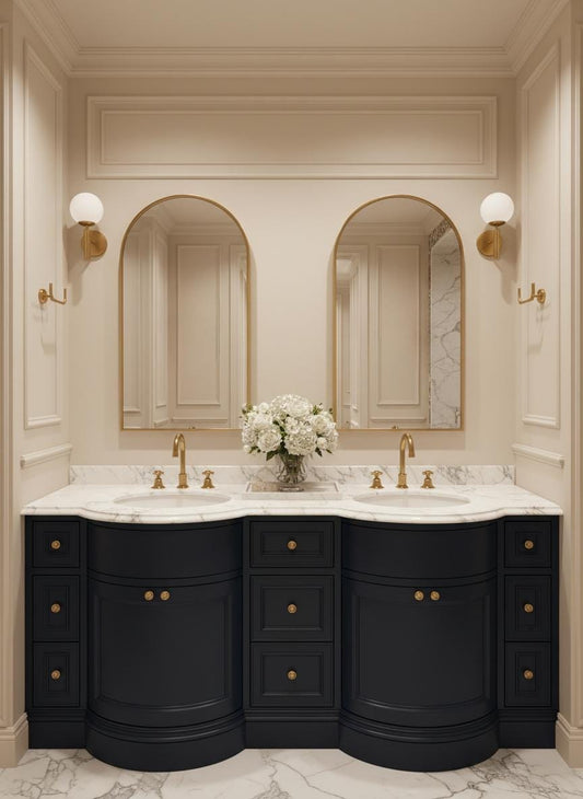 Arched Wall Mirror – Modern Vanity Mirror with Handcrafted Brass Frame
