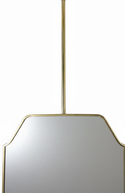 Ceiling rod detail of brass suspended mirror