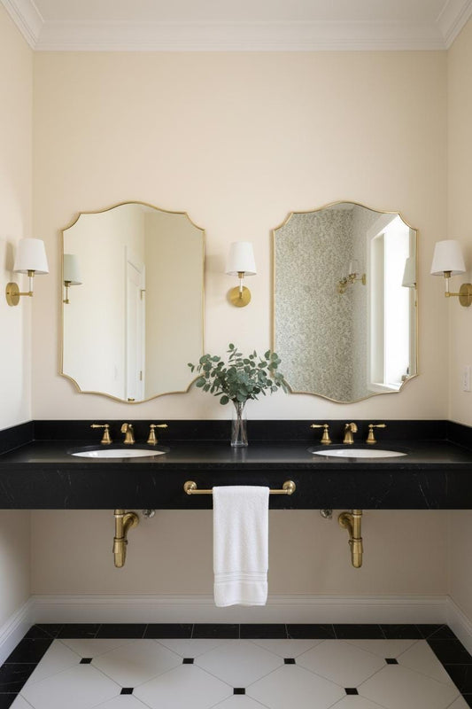 Unlacquered Brass Scalloped Mirror – Curved Edge Chateau Style Wall Mirror