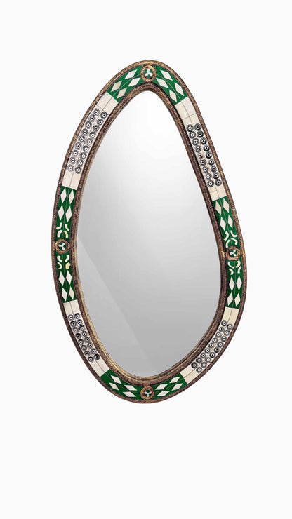 green Bone inlay mirror in white background
