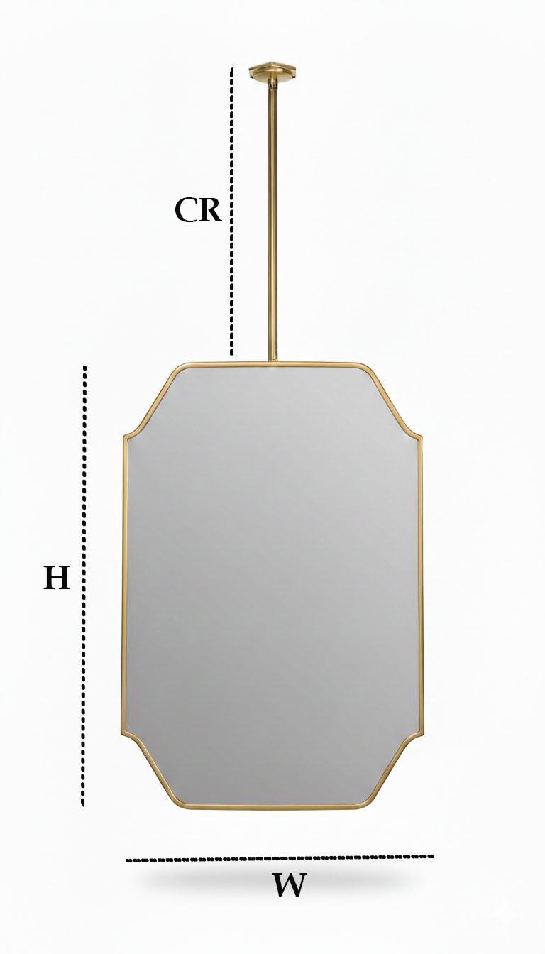 Suspended Brass Mirror – Ceiling Mounted Octagon Brass Mirror with Handcrafted Frame