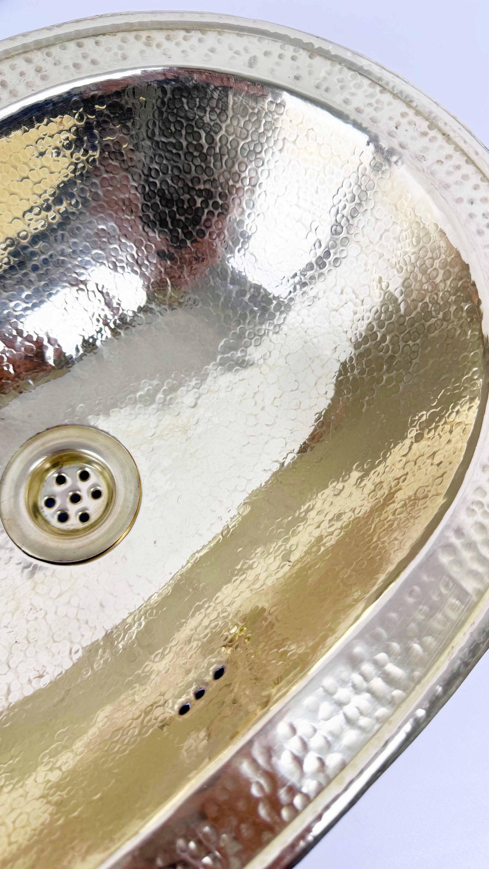 hammered brass drop in sink