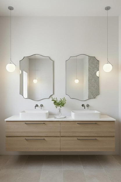 Unlacquered Brass Scalloped Mirror – Curved Edge Chateau Style Wall Mirror