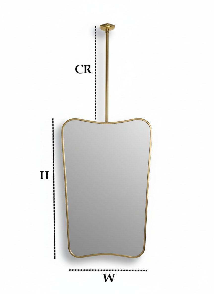 Ceiling Mounted Brass Mirror – Curved Suspended Bathroom Floating Frame