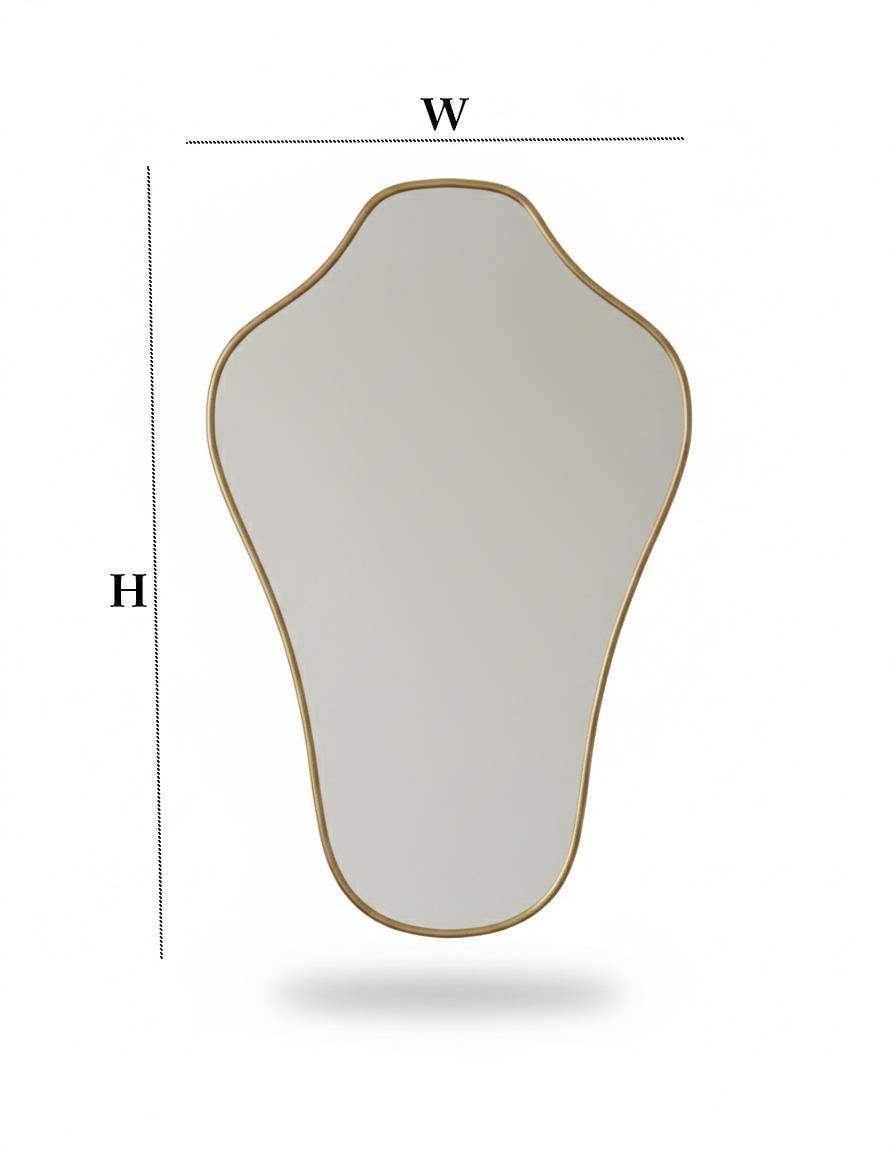 Irregular asymmetrical brass mirror with organic silhouette