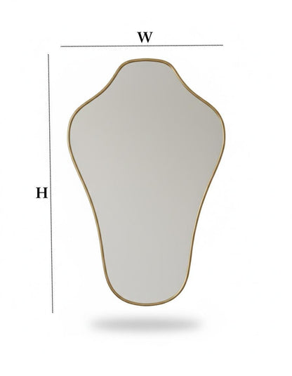 Irregular asymmetrical brass mirror with organic silhouette