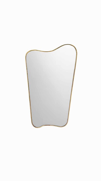 gold brass frame mirror in white background