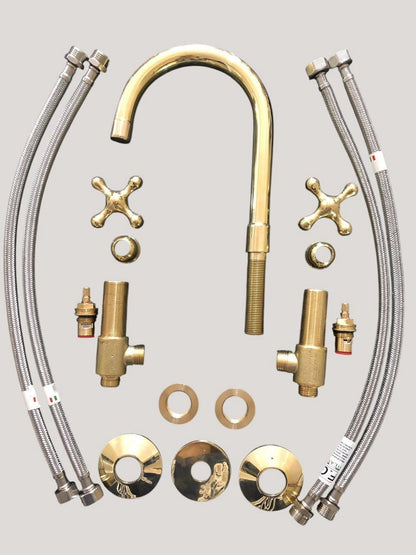 Bathroom Vanity Faucet - Unlacquered Brass Faucet, Vanity Faucet, Bathroom Faucet, 3 holes Faucet , Deck Mount Faucet