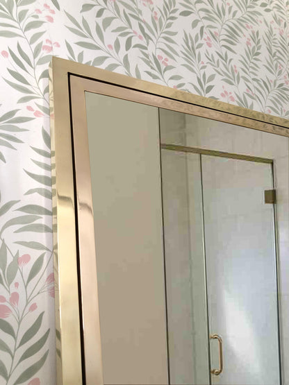 Gold Brass Mirror - Handmade Rectangular Wall Mirror with Sleek Modern Vanity Design