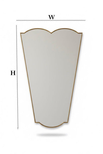 Tapered brass vanity mirror with wall sconces