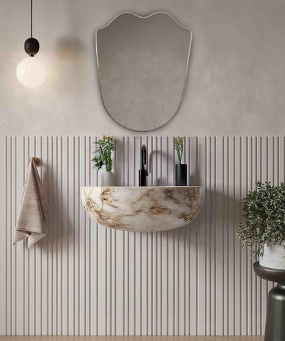 Italien Style Btahroom Mirror, Asymetrical mirror, Brass Wall Mirror, Asymetrical Mirror, Irregular mirror, Gold Mirror