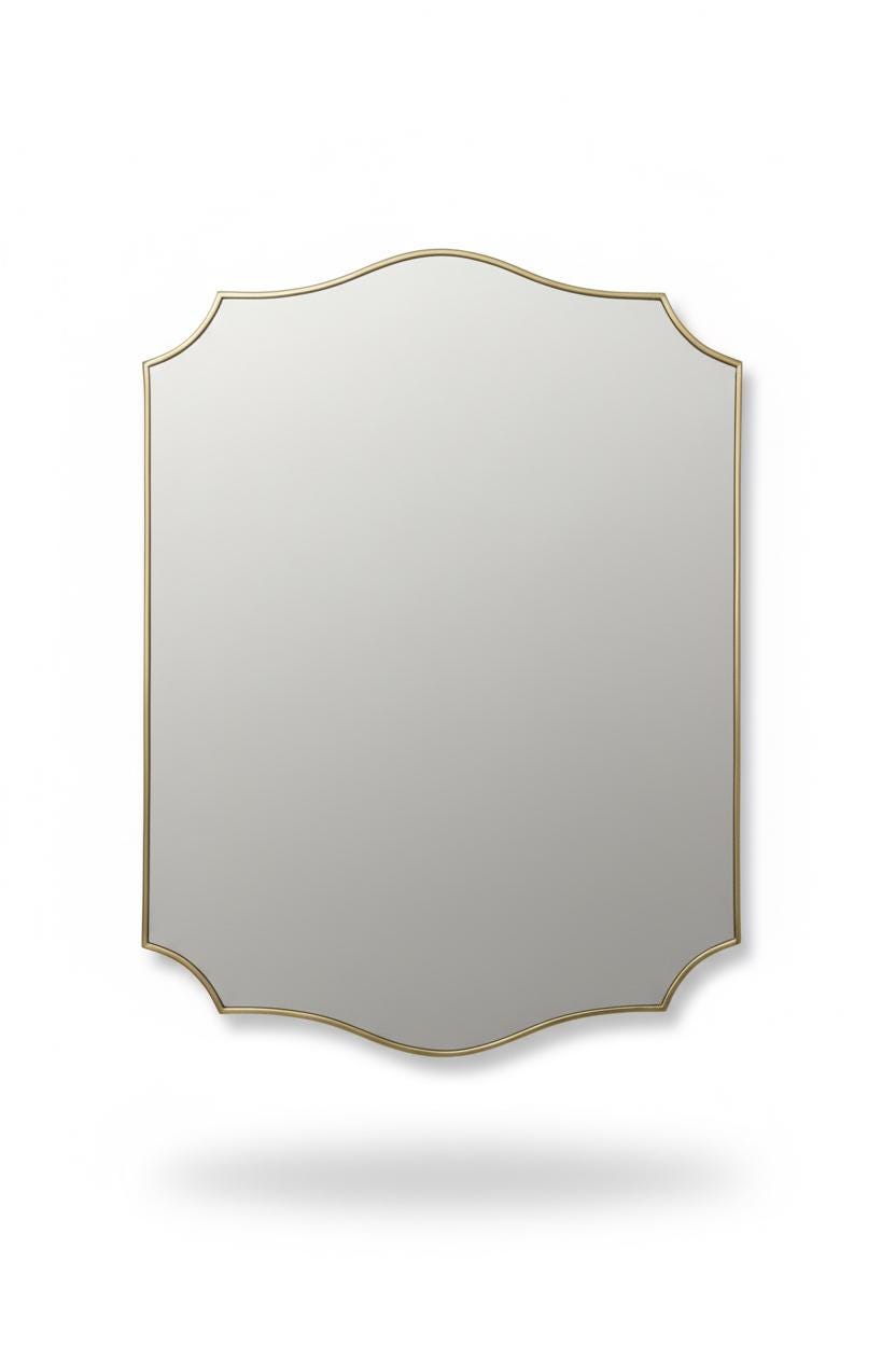 Unlacquered Brass Scalloped Mirror – Curved Edge Chateau Style Wall Mirror