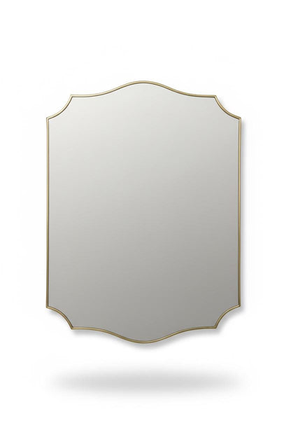 Unlacquered Brass Scalloped Mirror – Curved Edge Chateau Style Wall Mirror