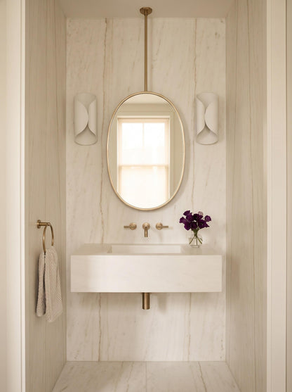 Suspended Oval Brass Mirror – Ceiling Mounted Vanity Mirror With Handcrafted Frame