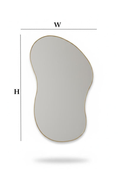 Asymmetrical curved brass mirror with organic modern silhouette