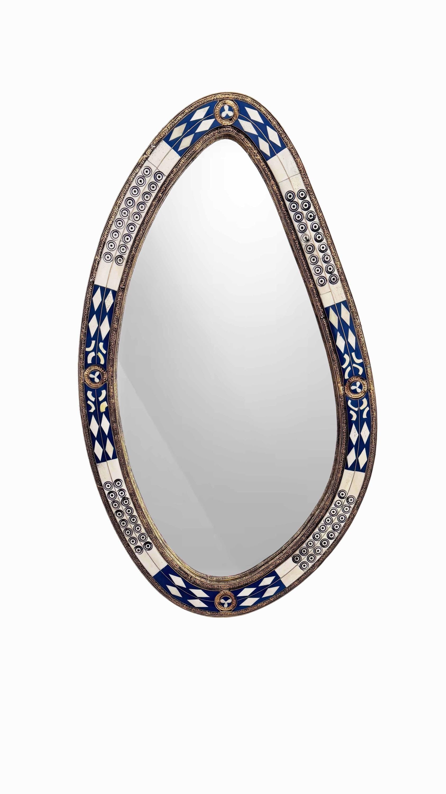 blue Bone inlay mirror in white background
