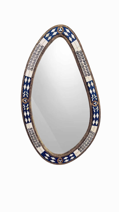 blue Bone inlay mirror in white background