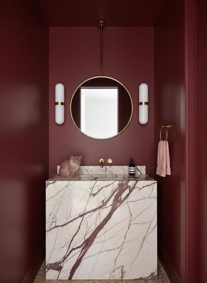 Ceiling Mounted Brass Mirror – Handmade Round Suspended Bathroom Mirror With Floating Frame
