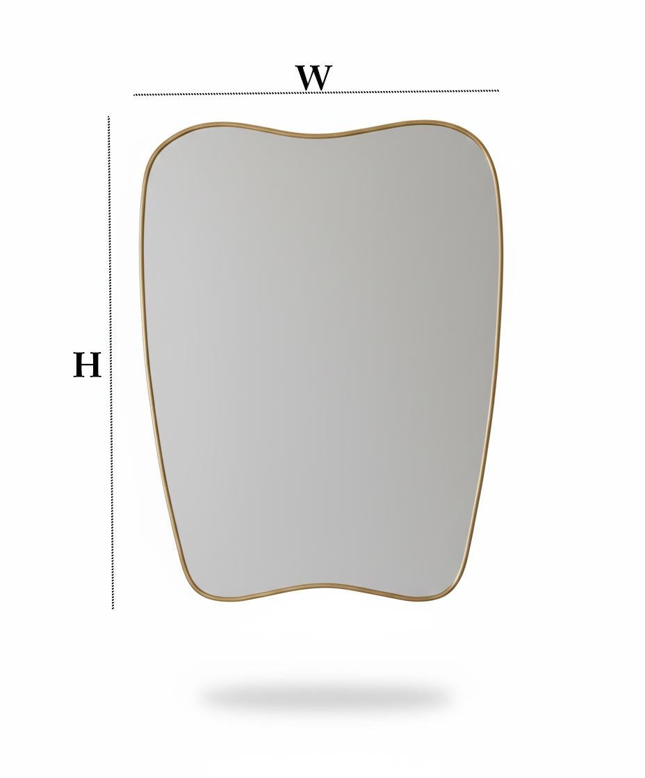 Soft curve brass mirror with organic silhouette