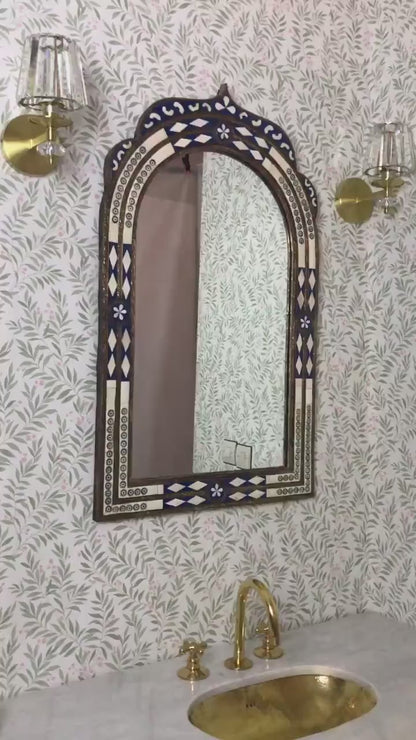 Bone Inlay Arch Mirror – Handmade Decorative Wall Mirror With Unique Design