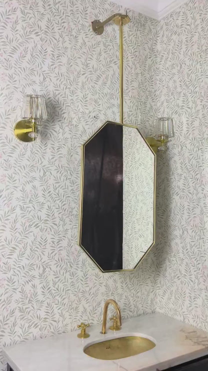 Octagonal Brass Mirror – Modern Ceiling Suspended Bathroom Wall Mirror