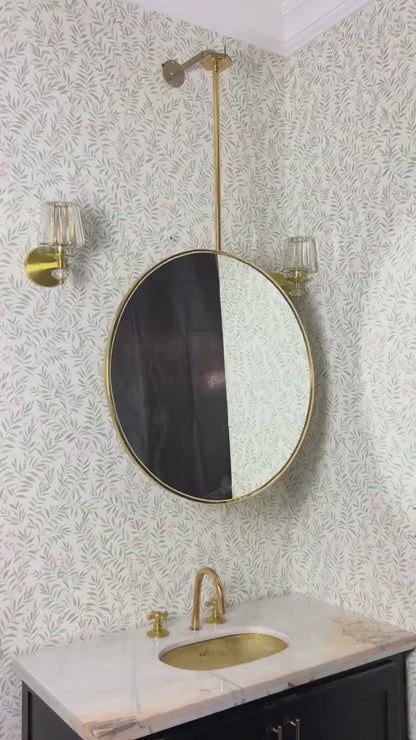 Ceiling Mounted Brass Mirror – Handmade Round Suspended Bathroom Mirror With Floating Frame
